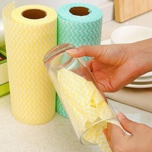 Disposable Kitchen Towels Microfiber Cleaning Cloth Dry Wipes Tearable Kitchen Utensils Paper Dishwashing Cleaning Supplies