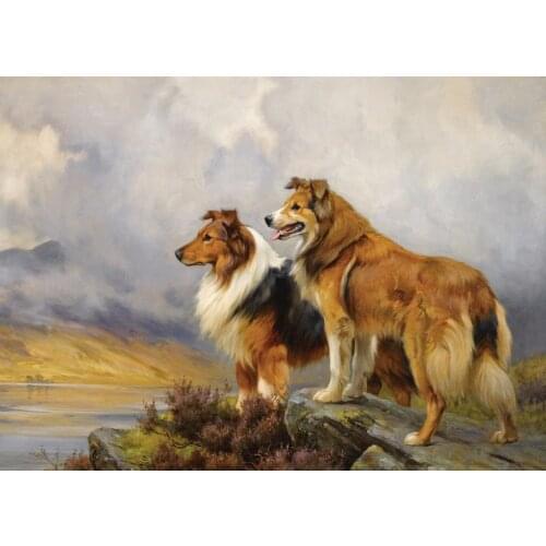 Wholesale oil painting # GOOD ART-HOME office club animal Shepherd Dog PAINTING TOP Decorative art PAINTING on canvs