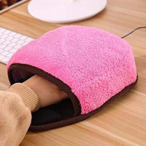 USB Hand Warmer USB Heated Mouse Pad Electric Hand Warmers Hands Heater Warm Winter Mouse Mat Pink