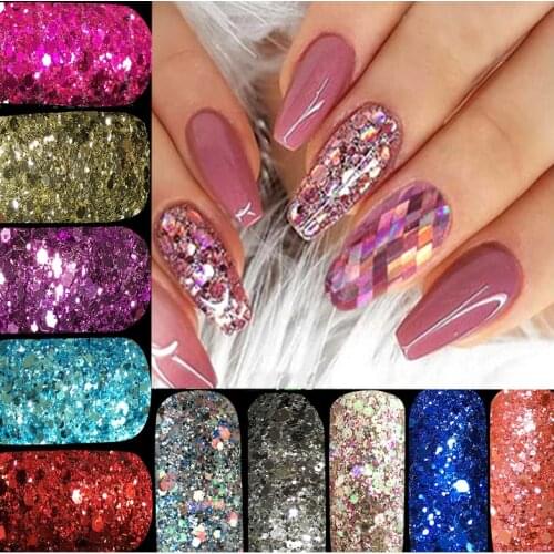 20g/Bag Nail Glitter Powder Dust Iridescent Flakes Sequins Gold Silver Super Shining Paillette Nail Art Manicure Decorations