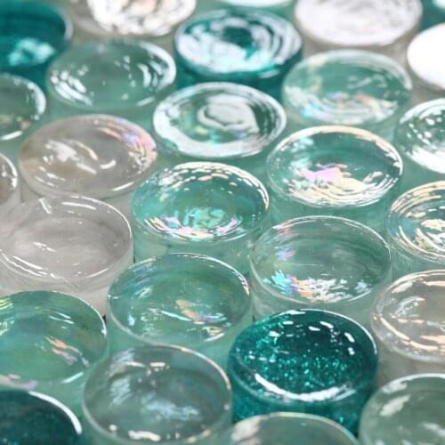 Blue White Iridescent Glazed Glass Mosaic Tiles for Wall Tile / Floor Tile Home improvment Mediterranean Style