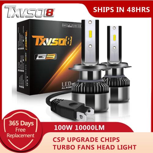 TXVSO8 Universal H7 Led Lights for Car H1 H4 H8 H9 H11 9005/HB3 9006/HB4 9012/HIR2 Headlights 12V 100W Diode Lamps 6000K Bulbs