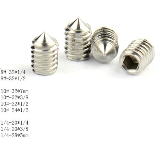 UNC 8#-32 10#-32 1/4-20 304 steel set screw sharp end steel inner hex no head bolt concave hollow end DIN 916 Black 3D printer