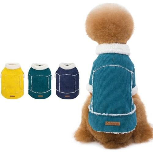 Corduroy Winter Pet Clothes for Small Dogs Thicken Warm Fleece Puppy Dog Coat Jackets French Bulldog Chihuahua Clothing Overalls