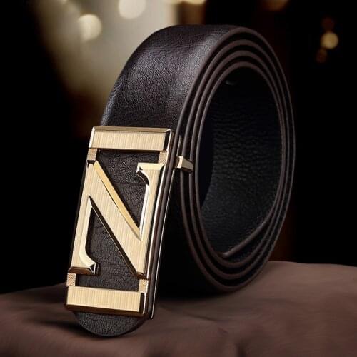 High Quality Leather Sliding Buckle Brown Belt Designer Fashion Z Belt Mens Popular Luxury Brand Name Belt