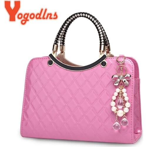 Yogodlns Luxury Handbag For Women PU Leather Handle Bag Elegant Pearl Tassel Tote Fashion High Quality Shoulder Bag Lady Purse
