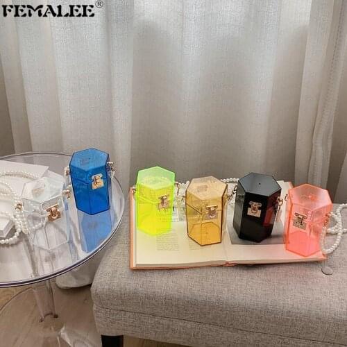 Candy Color Clear PVC Box Handbags For Women Designer Party Tote Purses Transparent Evening Lady Shoulder Messenger Bolsas