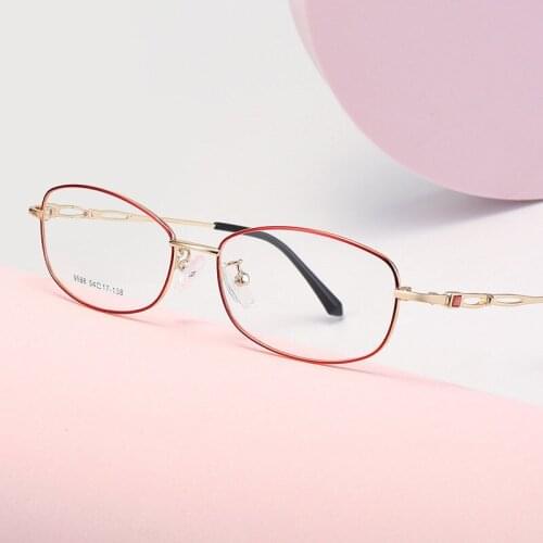 Female Business Style Metal Frame Glasses Retro Round Frame Eyewears Myopia Spectacles