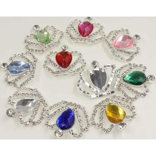 10x Colorful Crystal Flatback Buttons for Wedding DIY Hair Accessories