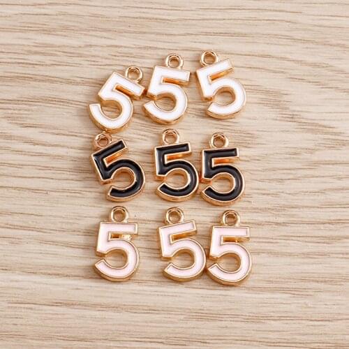 10pcs 9*14mm Oil Drop 5 Number Charms for Jewelry Making DIY Enamel Five Shape Charms Necklaces Pendants Earrings Findings