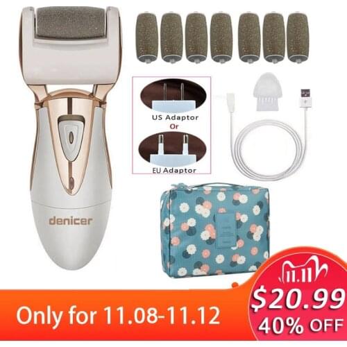 2020 Electric Foot Care Tool Sholls Velvet Smooth Foot Care Pedicure File for Feet Dead Skin+ Gift 8 Roller Heads + Travel Bag