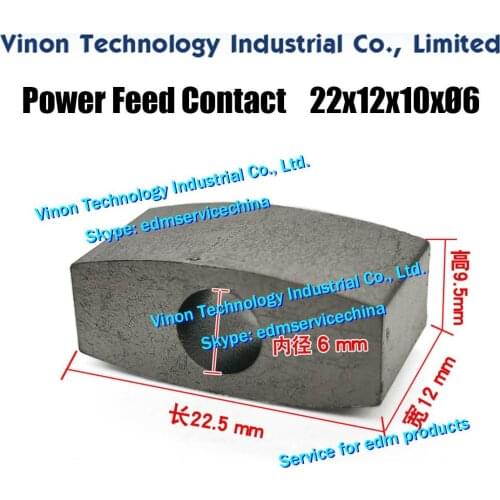 5PCS Pack) 22x12x10xØ6mm Power Feed Contact edm spare parts for BAOMA WEDM-HS/MS machines High / Middle Speed wire cutting