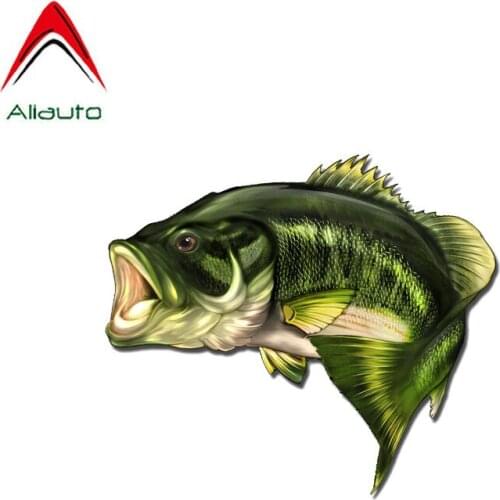 Aliauto Creative Car Sticker Large Mouth Bass Fish Fishing Funny Accessories PVC Decal for Lada Vesta Peugeot 307,15cm*13cm