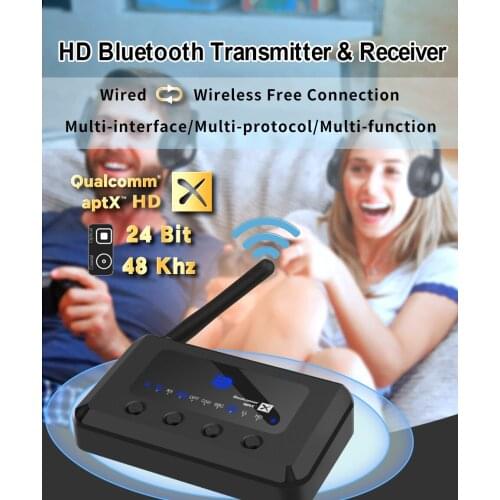 Bluetooth 5.0 HD Audio receiver transmitter aptX LL /HD 2-In-1 Audio Receiver Adapter for TV/Speakers/PC Optical Coaxial MR265
