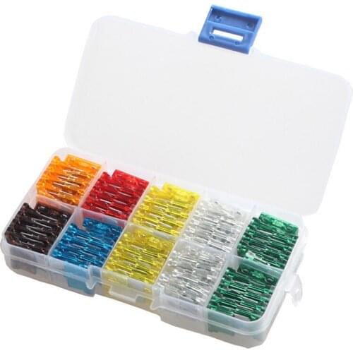 100 X Standard Profile Blade Fuse Box Mixed Color Assorted 7 Size 5 7.5 10 15 20 25 30 AMP