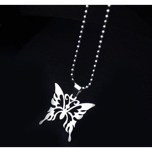 DUTRIEUX Sexy Butterfly Pendant Necklace Stainless Steel Goth Punk Commemorate Jewelry Men Women Fashion Pendientes Gifts