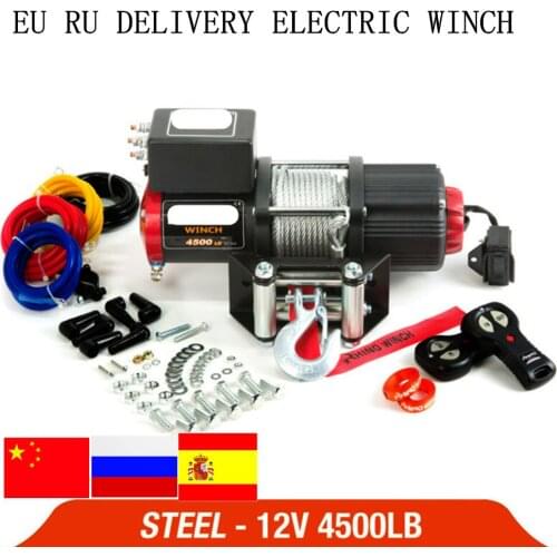 EU RU Delivery electric winch 12V 4500lb remote control set heavy duty ATV trailer high strength steel electric winch