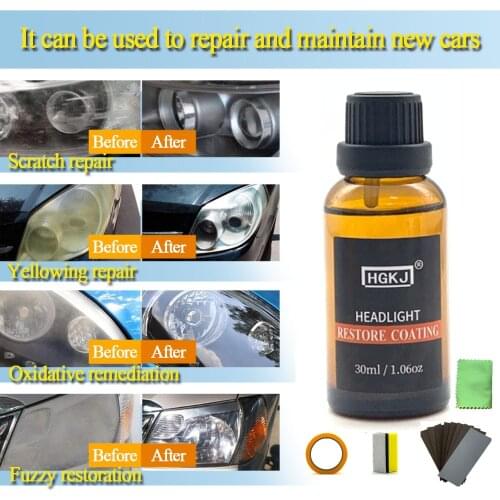 HGKJ 30ml Headlight Restoration Polishing Kits Headlamp Clean Paste Systems Car Care Wash Head Lamps Brightener Refurbish Repair