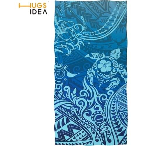 HUGSIDEA Swim Blanket Beach Soft Towel Tribal Turtle Absorbent Shower Towel Superfine Blue Face Towel Bathroom Supplies