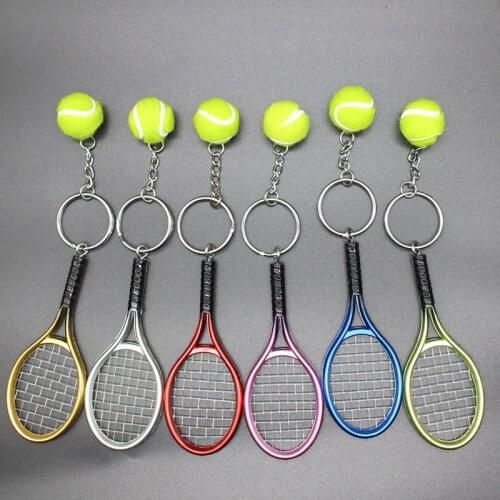 Simulation tennis keychain bag pendant creative tennis racket sporting activity gifts advertising promotional gifts