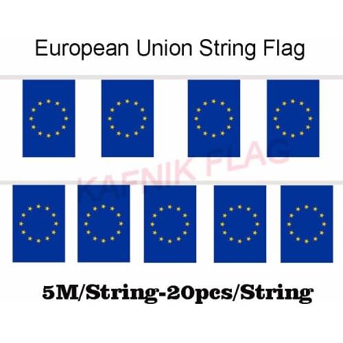 KAFNIK,5 meters 20 faces 14*21CM European Union String Flag Banner Bar For Party Decoration/World Event Carnival Decor