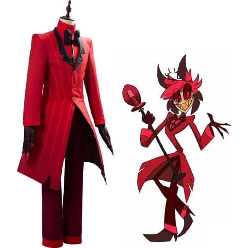 5 PCS/SETS Hotel Cosplay Costume Alastor The Radio Demon Uniform Carnival Christmas Costumes Red Suit Mardi Gras Anime Cosplay