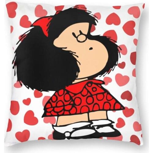 Mafalda Power With A Surprised Face Cushion Cover Quino Kawaii Cartoon Floor Pillow Case for Sofa Cool Pillowcase Home Decor