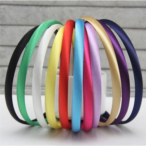 2017 6pcs/lot 1CM Women Girls Satin Resin Hairbands Ribbon Covered Kids DIY Headbands Children Hair Accessory Cloth Hair Hoops