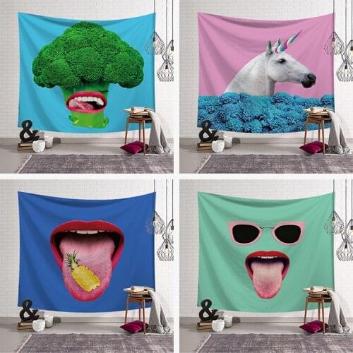 Cartoon Horse Tapestry Fabric blanket Yoga Wall Hanging Funny Pattern Art Print Large 150x130cm Carpet Wall Rug boho decor