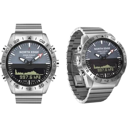 Men Dive Sports Digital watch Mens Watches Military Army Luxury Full Steel Business Waterproof 100m Altimeter Compass NORTH EDGE