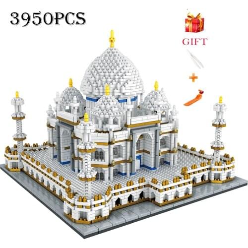 Architecture block set Landmarks Taj Mahal Palace Model Building Blocks Children Toys Educational 3D Bricks Kids Gifts