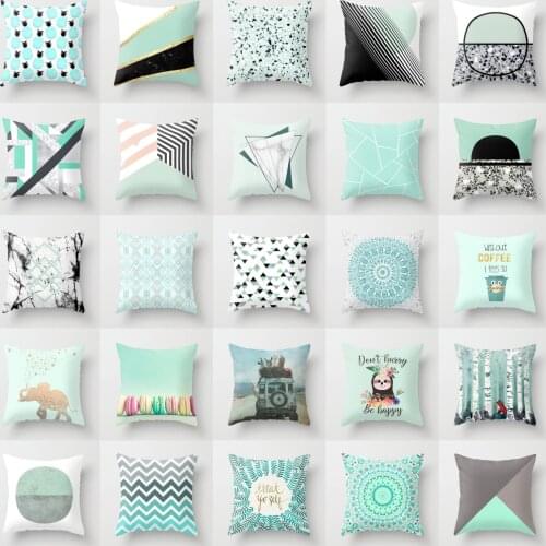 2020 New Mint Green Series Cushion Covers Creative Modern Geometric Simple Pillowcase Sofa Couch Bed Decorative Throw Pillows