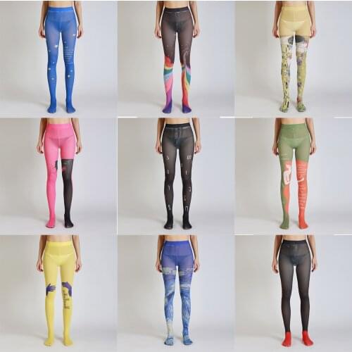 New Designs 120D Velvet Digital Print Tights Couples Romantic High Quality Sexy Pantyhose Womens Stockings Sports