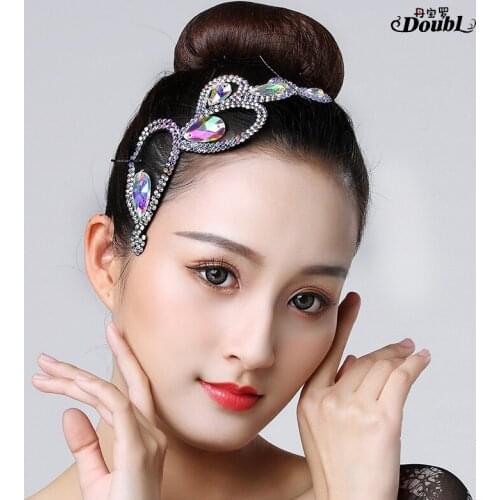 New Dancing Headwear Costume Ballroom Latin Dance Headdress Waltz Tango Foxtrot Headwear Austrian Diamond