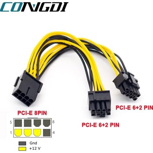 PCI Express 8 Pin to Dual 8 (6+2) Pin PCIE Power Cable VGA Graphic Video Card GPU Adapter Power Supply Splitter Cables