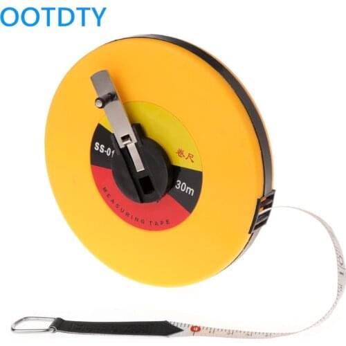 Hand-held Fiber Measuring Tape Disc Flexible Ruler Wind Up Measure 10M, 30M-Flexible Measuring Flat Tape Parcel Tape