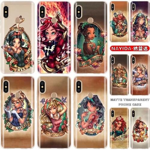 Soft Case for xiaomi redmi 9a 6A 7A 8A 6Pro note 9 8 7 6 5 Pro 9s 8T Fashion Cover Tattoos Princess Fundas