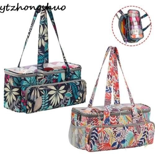 2021 Yarn Storage Bag With Maple Leaves Knitting Tote Bag Orange Square Bag For Thread Wool Yarn Crochet Hooks Knitting Needles