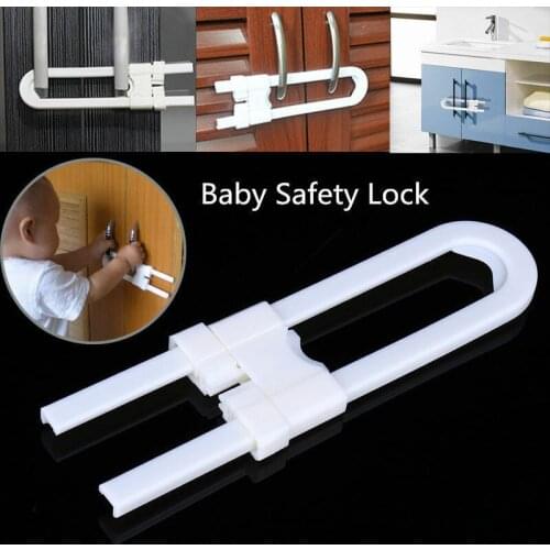 U-Shaped Lock Child Baby Safety Cabinet Latches Kid Safe Closet Kitchen Door Baby Protection Locks Straps Multifunction