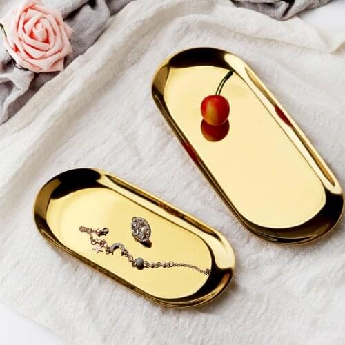 Nordic Style Gold Dining Plate Stainless Steel Dessert Plate Nut Fruit Cake Tray Snack Kitchen Plate Western Steak Kitchen Plate