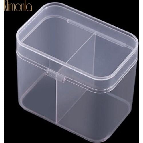 1PC Nail Art Container Wipes Cotton Storage Box Rounded 2 Slots Clear Plastic Container Remover Cotton Pad Nail Art Box Holder