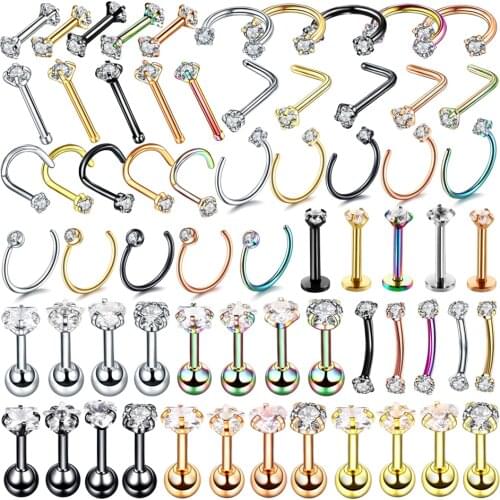 1PC Steel Helix Tragus Piercings Nez Lip Nose Rings Helix Earrings Labret Eyebrow Ear Piercing Nariz Body Jewelry Piercings