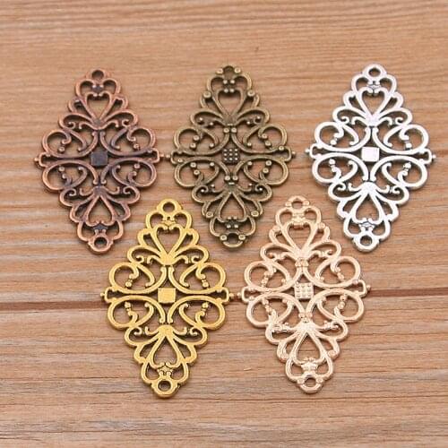 10Pcs 25*40MM 5 Color Zinc Alloy Hollow Carved Pendants Connectors Linker For DIY Charm Necklace Bracelet Jewelry Accessorie