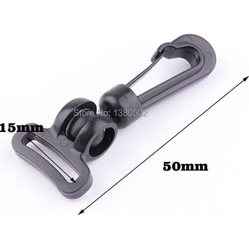 10PCS/lot 50*15mm Black Color Durable Plastic Swivel Snap Hook Clip Buckle for bag Lanyard webbing accessories