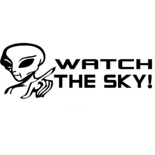 14.7cm*5.3cm Watch The Sky Personality Alien Funny Car Sticker Decal C5-1139
