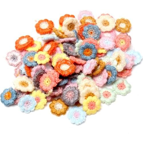 15mm 50pcs/lot Small flower patches Hand stitch on applique for clothes embroidered for clothing DIY motif stripes clothes