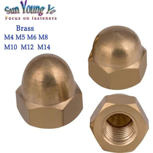 2-40 pieces M3-M10 DIN1587 brass cap nut GB923 copper acorn nut DIN1587 Hexagon domed cap nuts