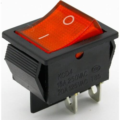 2Pcs/Lot Red 4 Pin Light On/off Boat Button Switch 250V 16A AC AMP 125V/20A