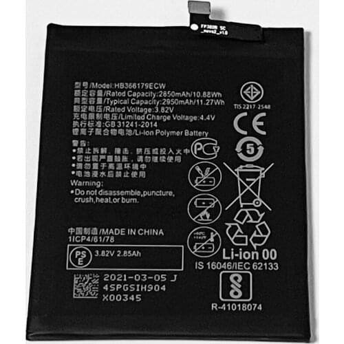 3.82V 2950mAh HB366179ECW For Huawei Nova 2 WiMAX 2+ HWV31 PIC-LX9 PIC-L29 PIC-L01 PIC-L09 PIC-AL00 PIC-TL00 Battery