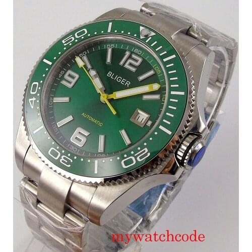 43mm Automatic Men Watches Sapphire Crystal Date Indicator MIYOTA 8215 Movement Stainless Steel Bracelet